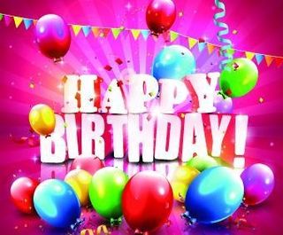 闪亮快乐的生日气球丝带背景