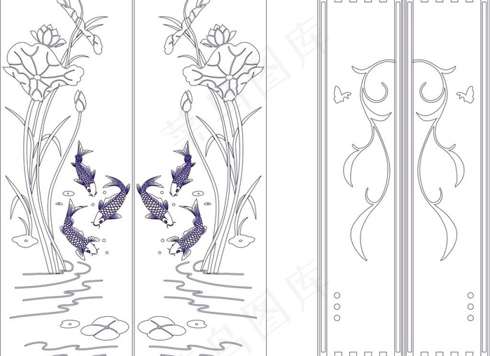 玻璃移门刻绘图图片