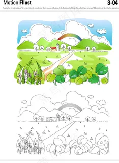 乡村景观矢量插画图片