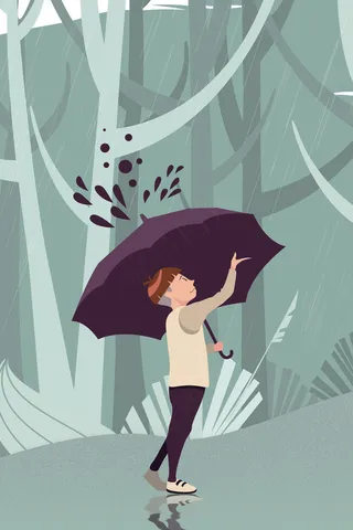 卡通清新二十四节气雨水海报背景