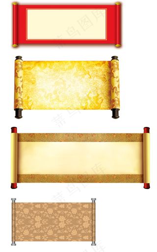 中国风卷轴画轴背景素材