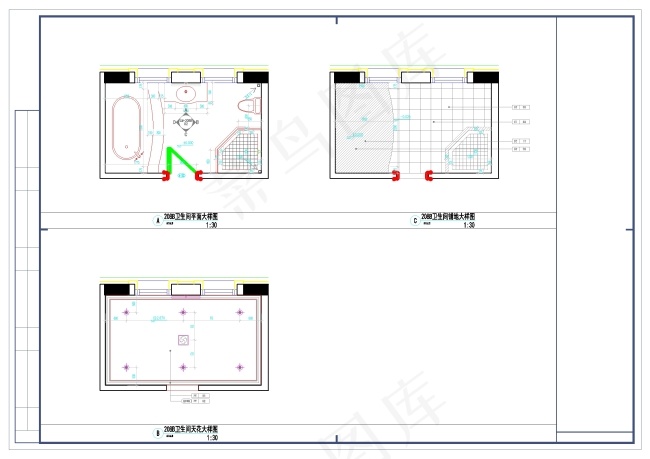 卫生间大样cad图纸