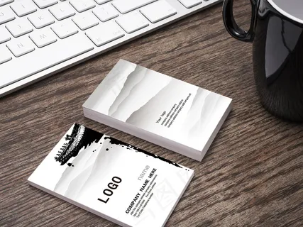 最新水墨山水风格创意名片竖版卡片设...