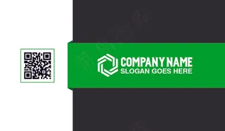 创意大气蓝绿色黑色二维码名片模板