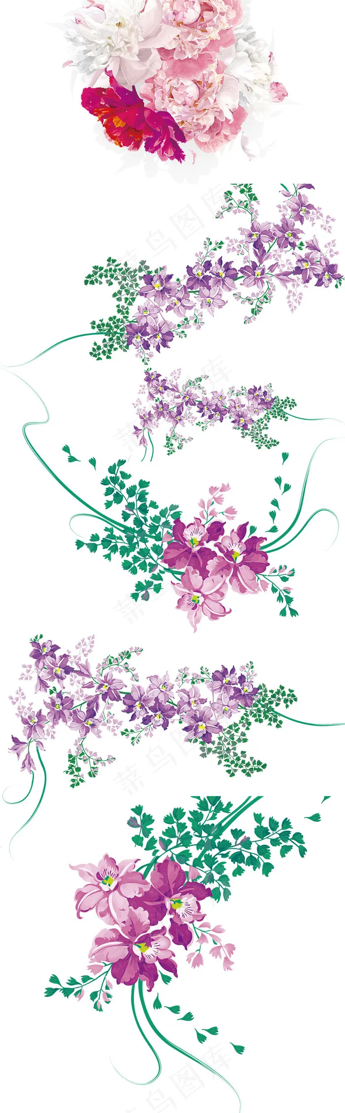 手绘水彩植物花卉婚礼设计元素水墨花...