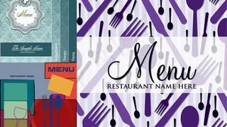 时尚西餐菜单封面矢量图 AI