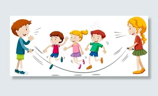 跳绳游戏可爱的卡通儿童