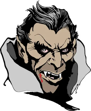 恐怖头像线描剪影矢量图