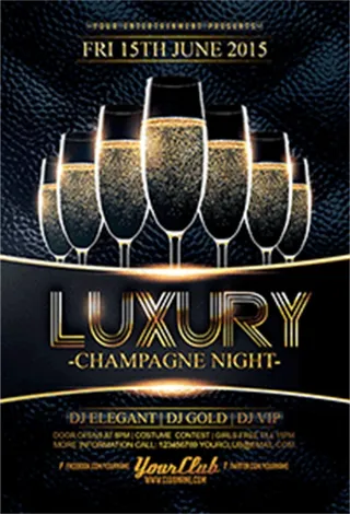 豪华香槟传单国外创意海报素材下载