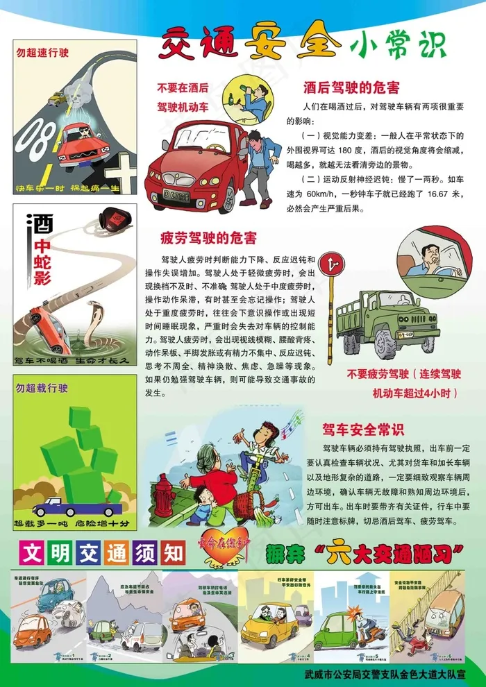金色大道交警大队宣传单背面(2480X3508(DPI:300))cdr矢量模版下载