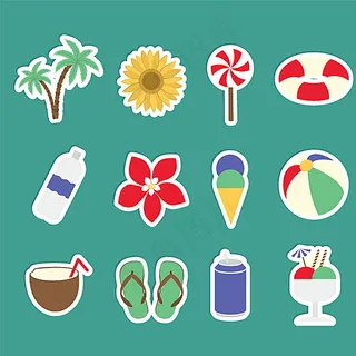 夏季度假贴纸图标矢量图图片