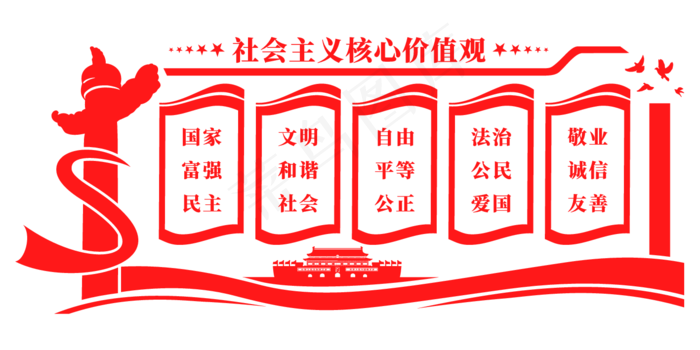 *核心价值观文化墙ai矢量模版下载