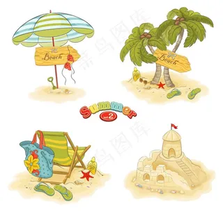 夏日海滩主题矢量素材图片