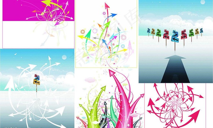 5款动感箭头系列矢量素材图片eps,ai矢量模版下载