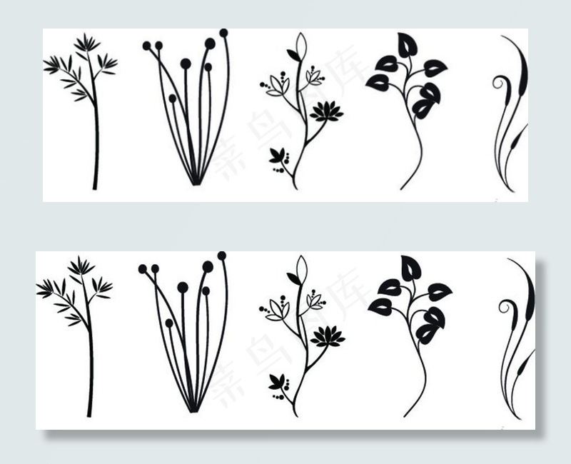 线条剪影植物素材
