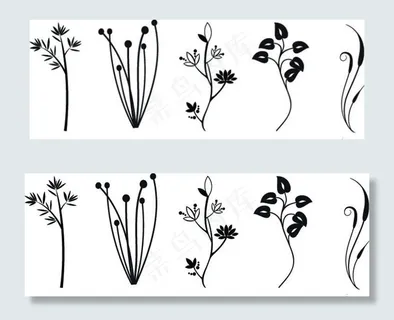 线条剪影植物素材