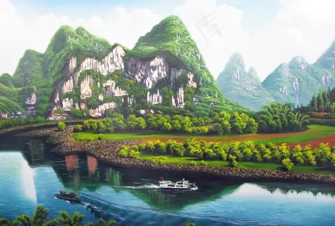 桂林山水油画图片 桂林山水油画图片