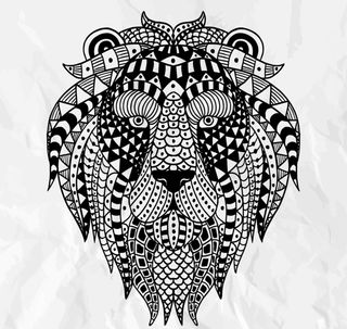 狮子头像剪影素材插画