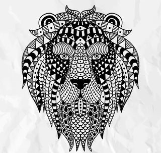 狮子头像剪影素材插画