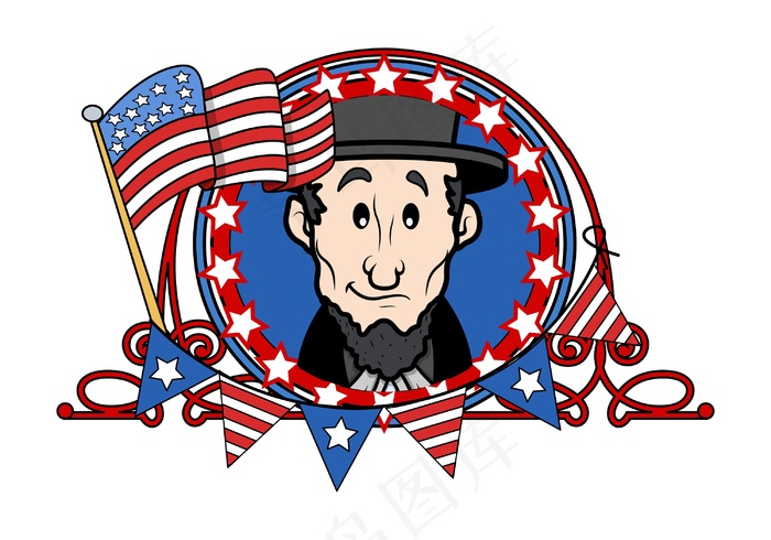 亚伯拉罕-林肯cratoon矢量插...