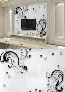 浮雕3d黑白色花朵花纹现代淡雅简约背景墙 浮雕3d黑白色花朵花纹现代淡雅简约背景墙