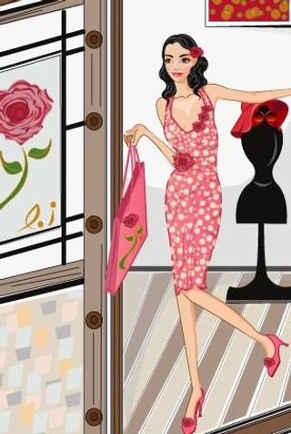 韩国美女购物人物矢量图081