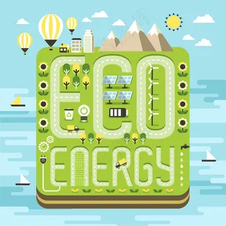 草地上的道路和生态发电图片