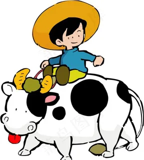 位图 动物 奶牛 牧童 放牛娃 免...