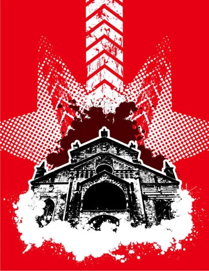 红色建筑eps,ai矢量模版下载