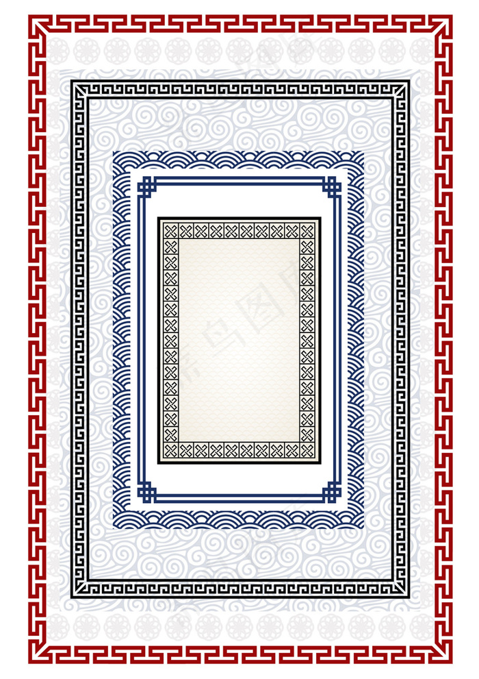 矢量中国风古典边框背景