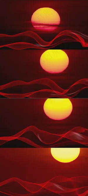 高清日出红绸缎党庆背景视频