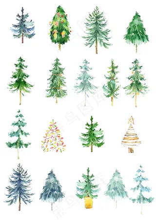 手绘水彩树木素材海报psd分层