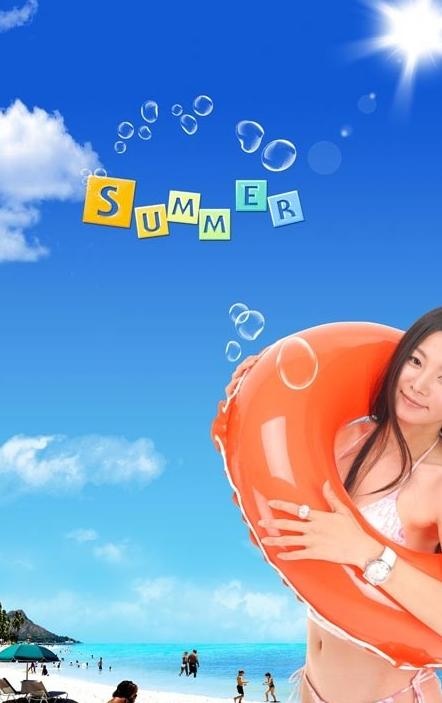 夏日沙滩图片psd模版下载