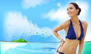 海边比基尼美女图片