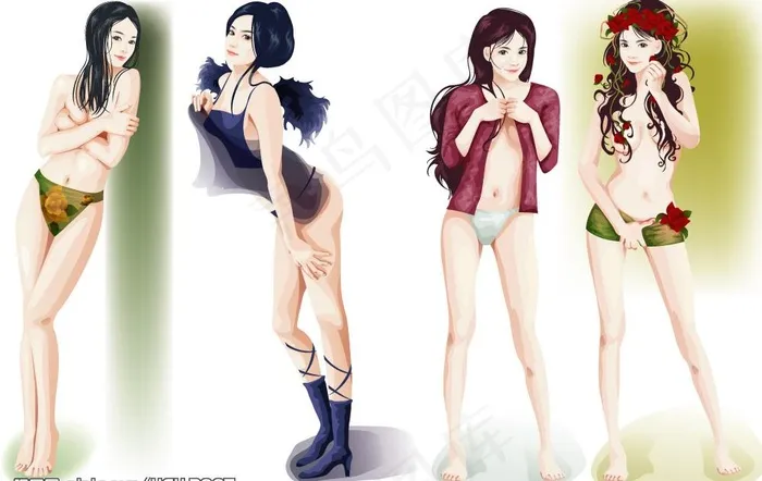 性感美女图片ai矢量模版下载