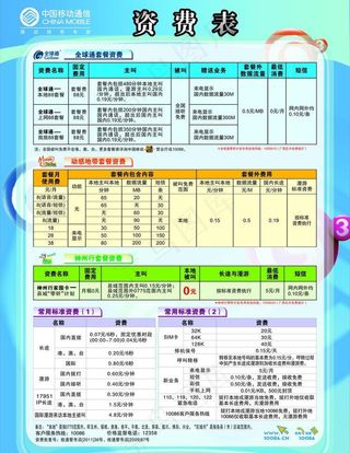 移动资费表图片