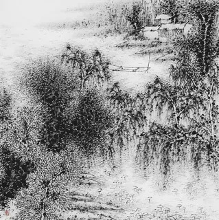 焦墨山水画图片