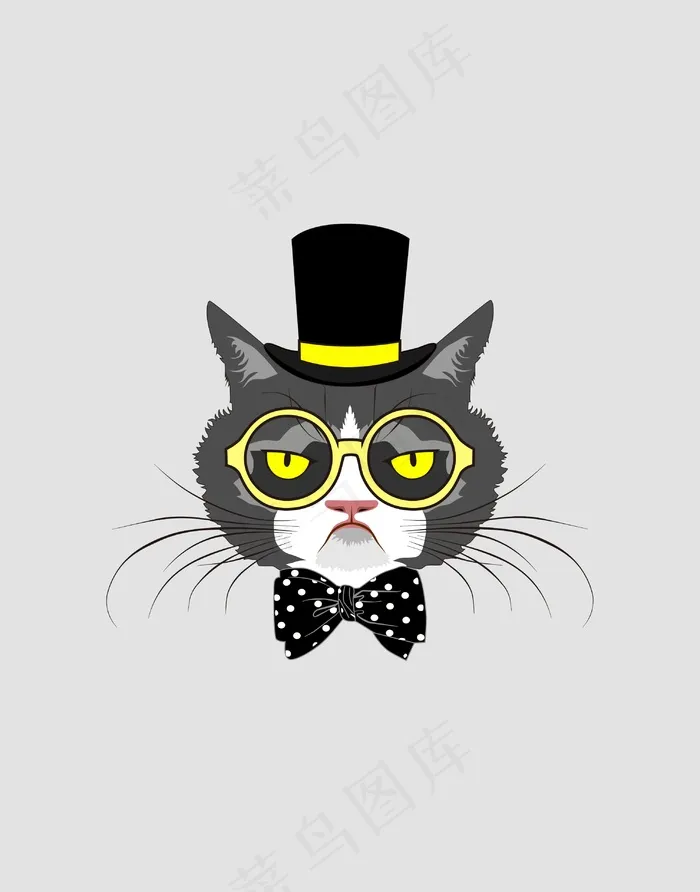 卡通动物图案猫咪ai矢量模版下载