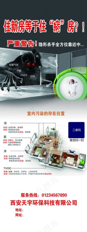 环保科技公司室内空气污染及治理宣传X展架