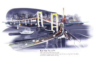 复古旅游城市吊桥素材