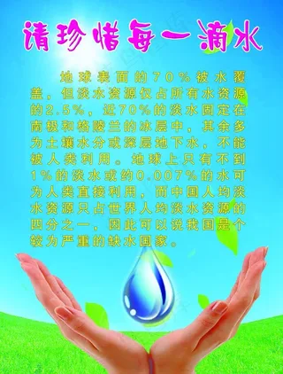 节约用水 环保广告 双手 水滴图片