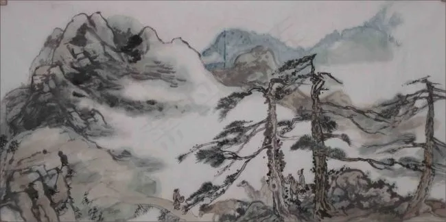山水画展板cdr矢量模版下载
