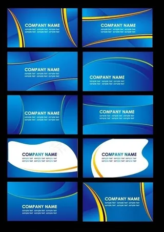 蓝色动感名片模板矢量图