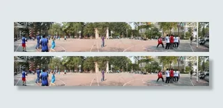 矿大篮球赛180度全景图片