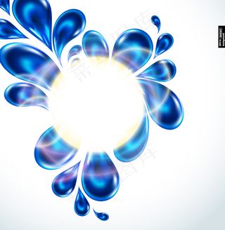 矢量素材蓝色水滴造型