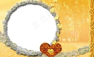 黄色心形相框图片