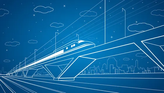 城市高铁信息化城市线稿