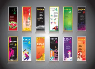 时尚企业文化竖幅展板模板设计矢量素...