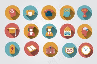 15款彩色校园图标矢量素材.