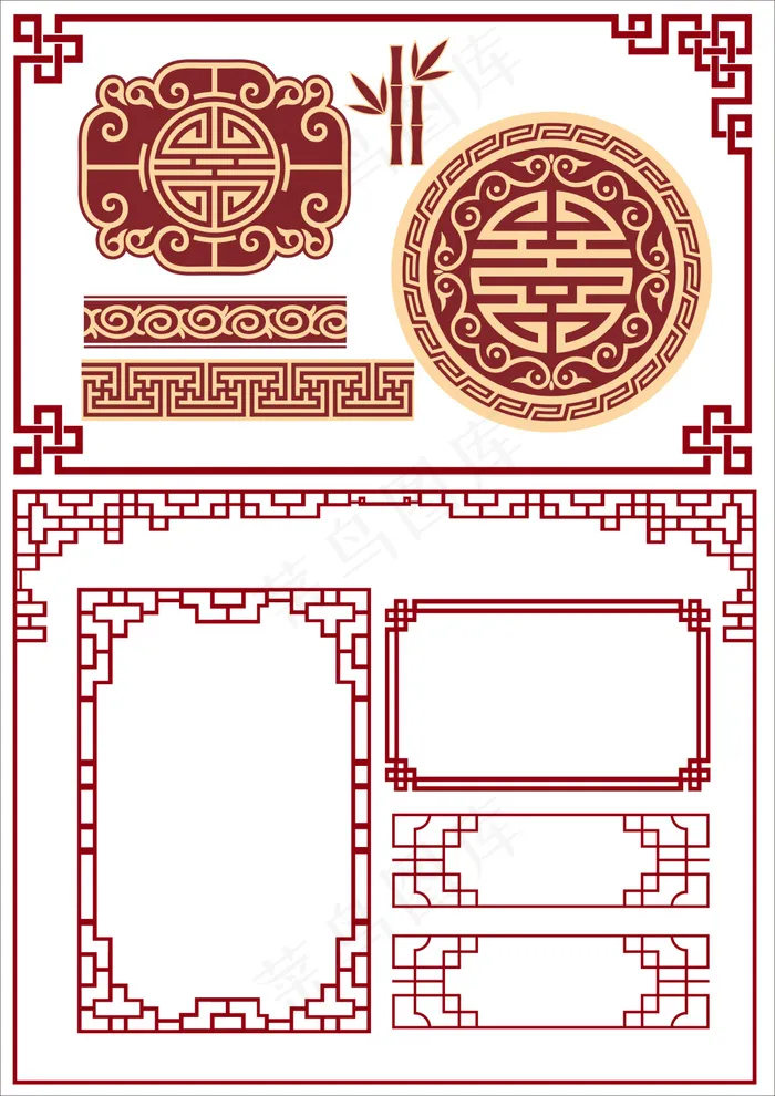 cdr矢量窗框中国风源件中国风素材中国风cdr矢量模版下载